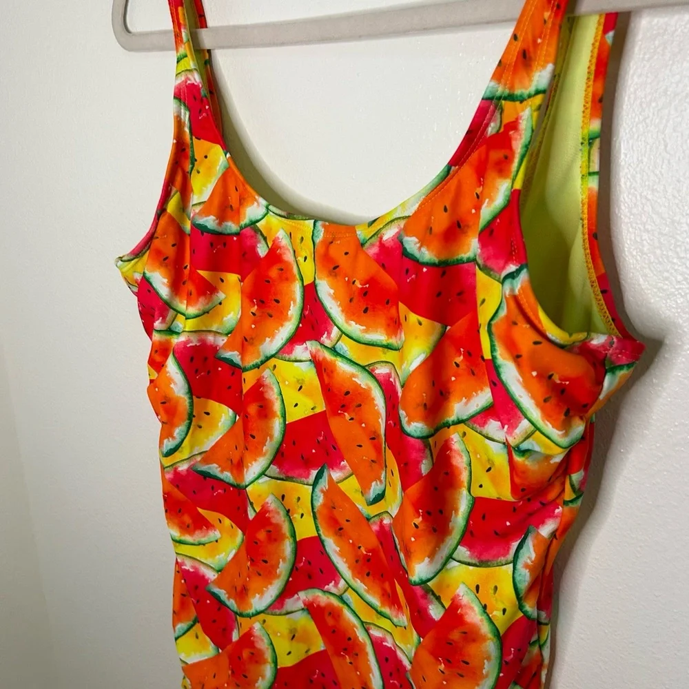 Juicy Couture watermelon print one piece ruffle detail swimsuit